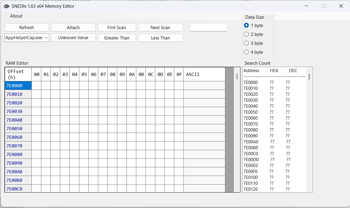 Snes9x 1.63 x64 Memory Editor - Utility